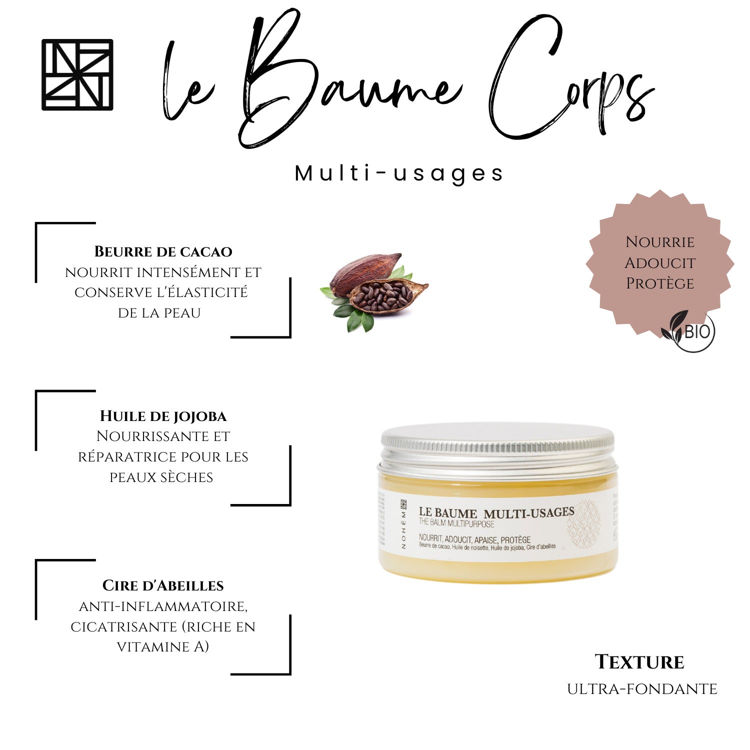 Baume corps multi-usages : soin nourrissant